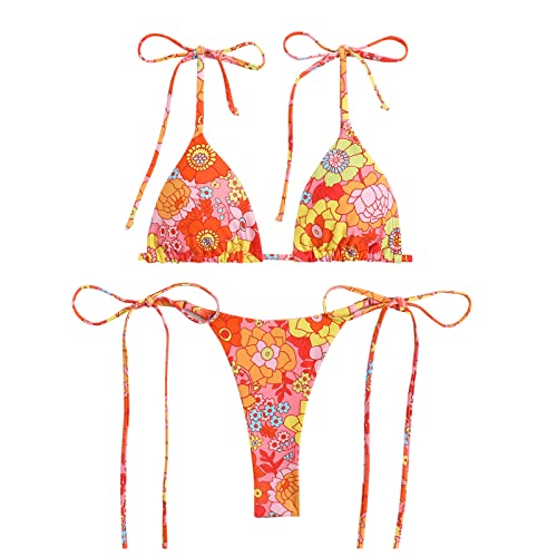 Traje De BañO De Dos Piezas Mujer Acolchada CláSico Ajustable Halter TriáNgulo Bikini Top Bikini con Almohadilla para El Pecho Bikini Mujer Ropa De Fiesta Mujer Bragas De Algodon