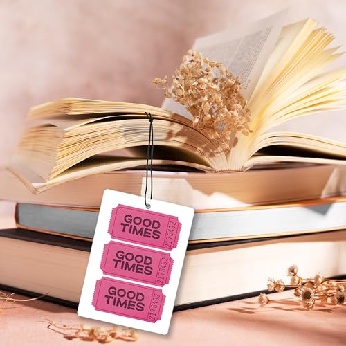 Image of Preppy Pink Lavender Car Air Freshener, Funky Disco Ball Cherry Good Times Guest Check Hanging Air Freshener 4 Pcs for Cars Closet Drawer Books, Pink Car Accessories Mirror Decor for Women
