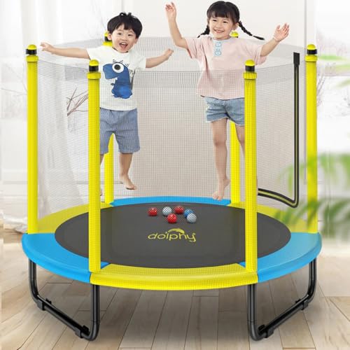 Dolphy 60 Inch Trampoline for Kids with Safety Net | Indoor & Outdoor | Powerful Loading Capacity -...
