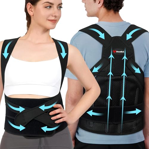 BraceBull Posture Corrector for Men and Women,Upper Back Brace with Adjustable Shoulder Straps,...