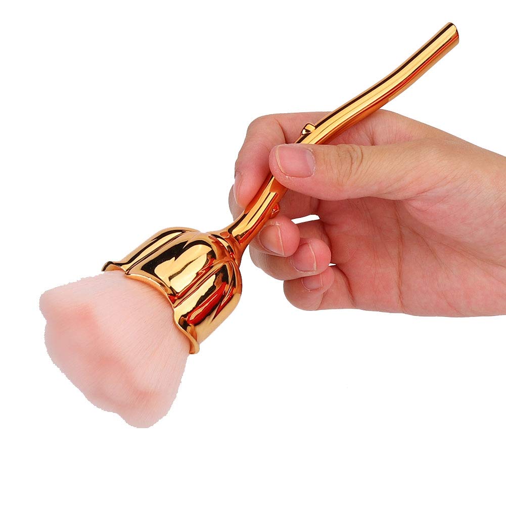Nail Art Brushes, Rose ShapeHandle Nail Art Brush, Fiber Material Multi functional Comfortable to Use Nail Dust Clean Brush (01-)