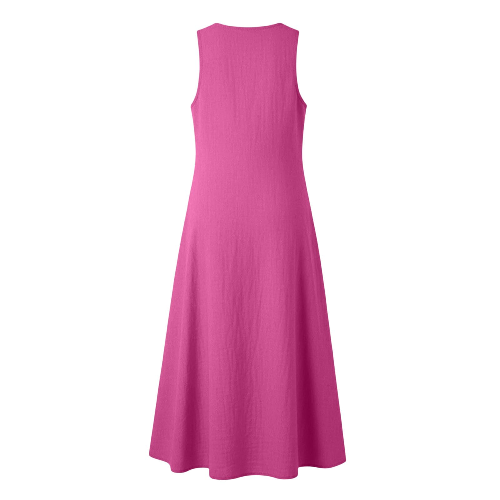 EMATOP Vintage Kleider Damen V-Ausschnitt Strandkleid Lässig Ärmellos Sommerkleider Langes Lockeres Midikleider Luftiges Elegant Shirtkleider mit Taschen Wickelkleid Einfarbig Boho Kleid