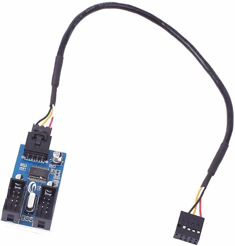iHaospace 9 Pin USB Header Male 1 to 2 Female Extension Splitter Cable Connector Adapter For Desktop Motherboard
