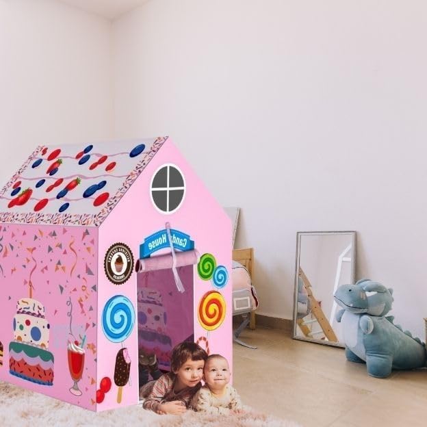 Image of Play Tent House for Kids - Lightweight Indoor Outdoor Children Play House for Boys & Girls for Gift | Multicolor (Happy)