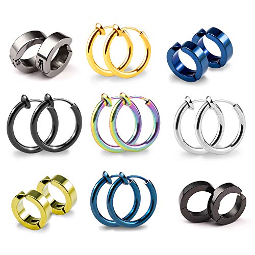 [ユーロコハク] サージカルステンレス フープ リング型 イヤリング イヤーカフ フェイクピアス 18個入り