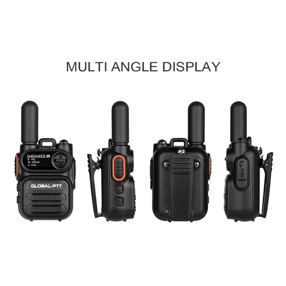 globalptt Global Walkie Talkie 2-Pack with Sim Cards 4G Connectivity for Global Communication - Integrated Flashlight and Multi-Function Keys for Two Way Radios Long Range (Grey)