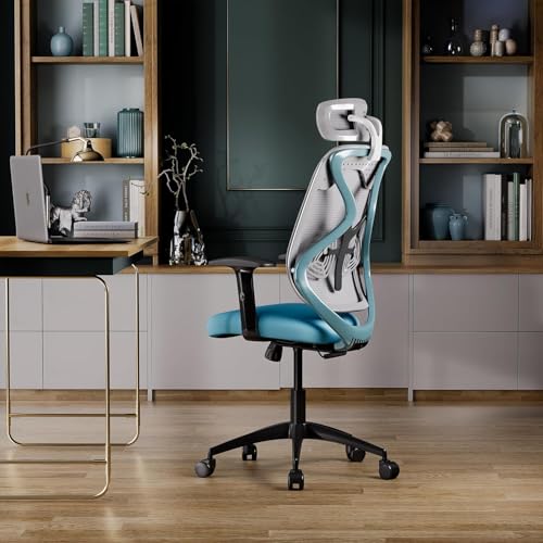 Image of Wakefit Gravita Ergonomic Office Chair for Work | 3 Year Warranty | Single Lock and Recline | Soft Armrest with 3 Dimension adjustability| Strong Nylon Base | 8+ Hours of Comfort| White and Green