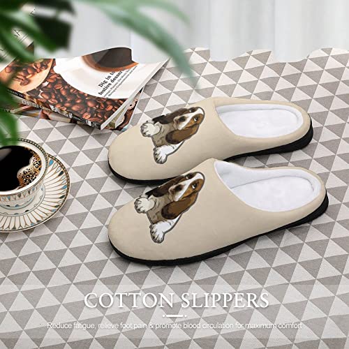 Basset Hound Women's House Slippers Warm Cotton Anti-Slip Slippers Home Shoes Indoor Outdoor 7-8（39-404