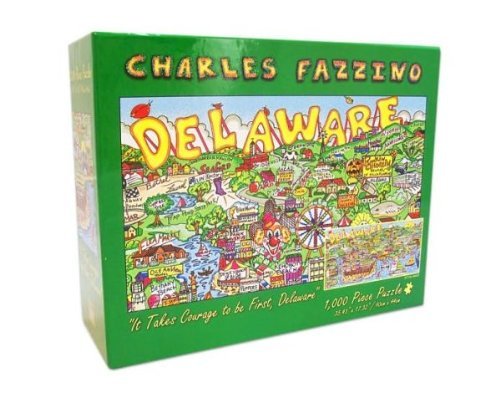 Charles Fazzino "It Takes Courage to Be First, Delaware 1000 Piece Glitter Puzzle 35.43" x 17.32" (90cm x 44cm)