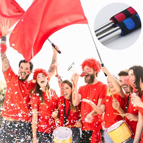 EASYKEENECOM 2 Stück Teleskop Fahnenstange, 2m Handheld teleskop fahnenmast Edelstahl mit 4 Clips Haken, teleskopstab Fahnenstange Ausziehbar für Reise Camping Reiseleiter Lehrer (Blau & Rot)