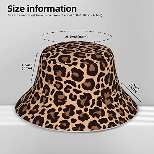 Leopard Unisex Print Bucket Hat, Sun Hat For Men Women Teens Beach Travel Outdoor Sports Fishing, Reversible Double-Side-Wear #TOP3