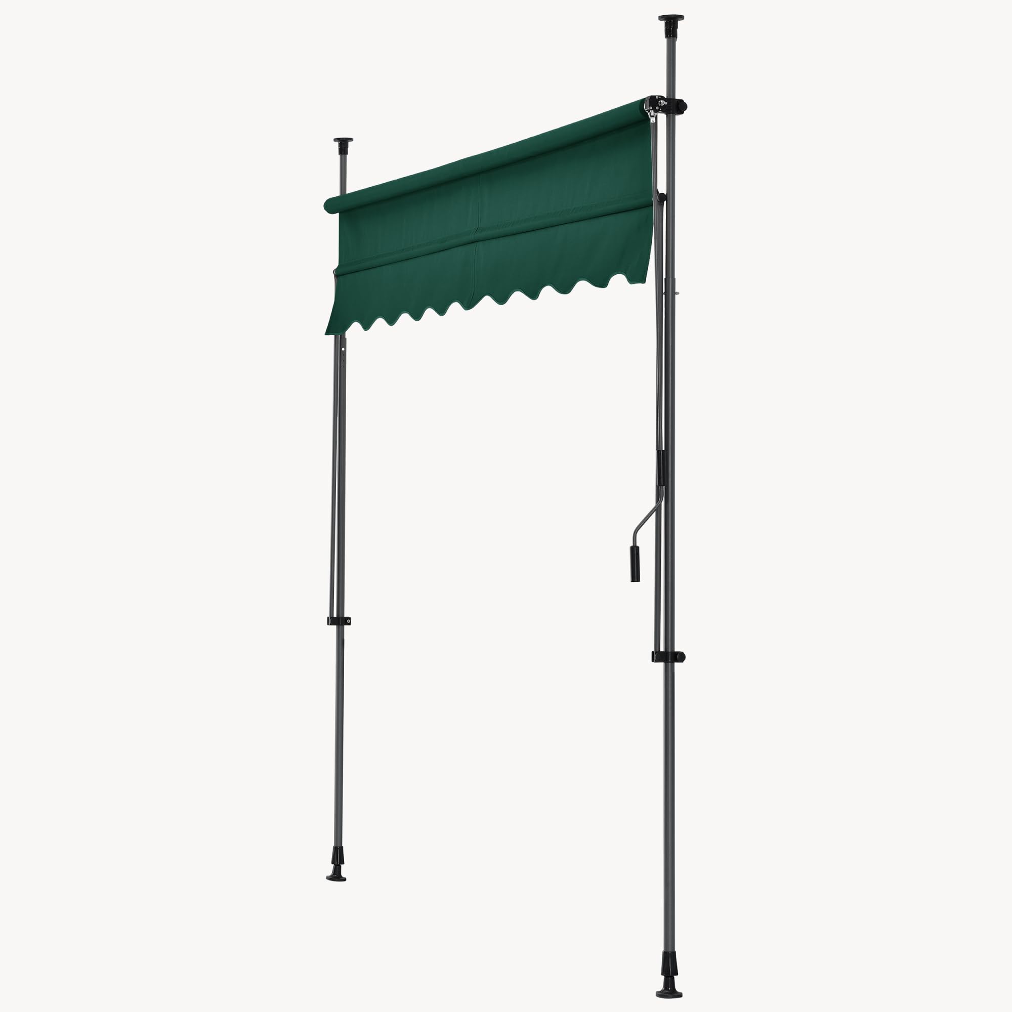 pro.tec Markiza z mocowaniem zaciskowym, bez wiercenia, balkonowa, ochrona przed słońcem, ciemnozielona, 400 x 120 x 200-300 cm