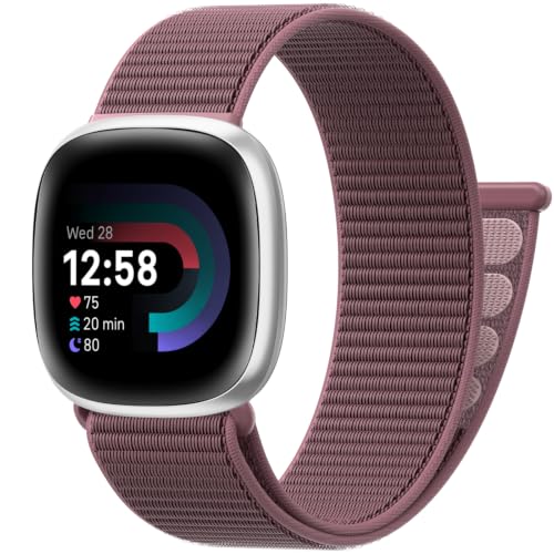 Jiamus Correas de nailon compatibles con Fitbit Versa 4/Versa 3/Sense 2/Sense, correa de repuesto deportiva suave y transpirable ajustable para mujeres y hombres, One Size, Nailon, Sin piedra preciosa