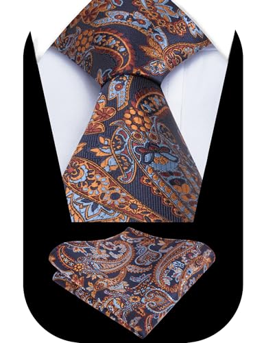 Image of Alizeal Mens 3.15'' Vintage Paisley Tie Pocket Square Set | Elegant Perfect for Banquet Wedding and Party