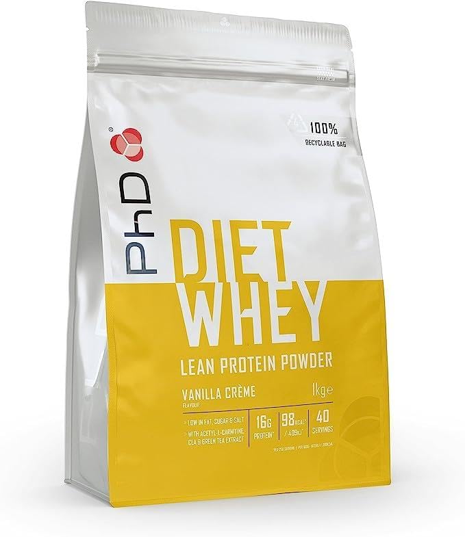 Premier Life Store PhD Nutrition Diet Whey High Protein Lean Matrix, proteína en polvo con sabor a crema de vainilla, alto contenido proteico, bolsa en caja de 1 kg