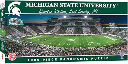 Image of MasterPieces - 1000 Piece Jigsaw Puzzle, NCAA Michigan State Spartans, Panoramic Football Stadium View, Fun for Adults and Family, 13 inchx39 inch