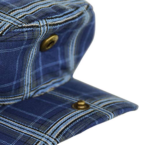 Men's Thick Cotton Summer Newsboy Cap SnapBrim Ivy Driving Stylish Hat (Navy Plaid-4021, S/M)