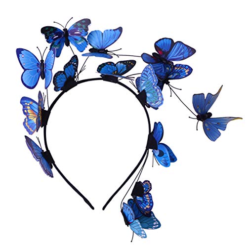 Lurrose Womens Headbands Headband Fascinator Hat Halloween Costume Bohemian Headpiece for Women (Blue) Black Hair Clips