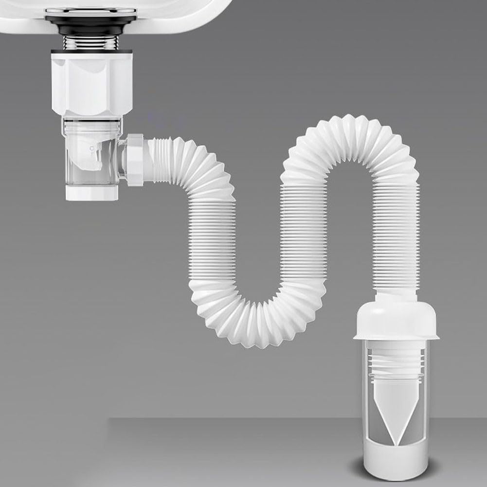 Siphon Drain for Bathroom Sink with High Temp Resistant Hose