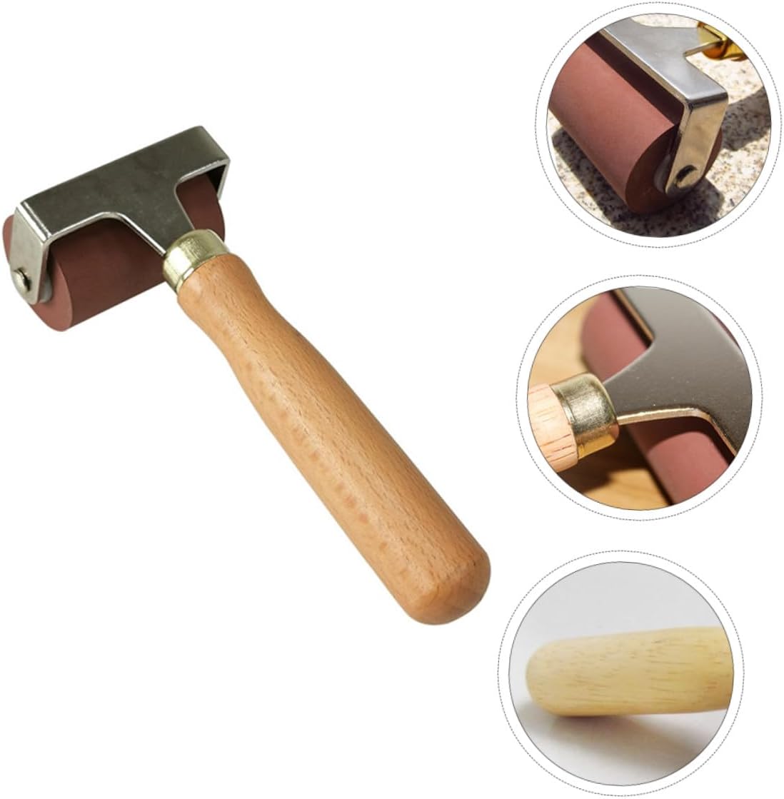 KAILIKETIY Professional Printmaking Roller Red Rubber Ink Roller with Comfortable Handle for Uniform Ink Application Block Printing Stamping and Crafting
