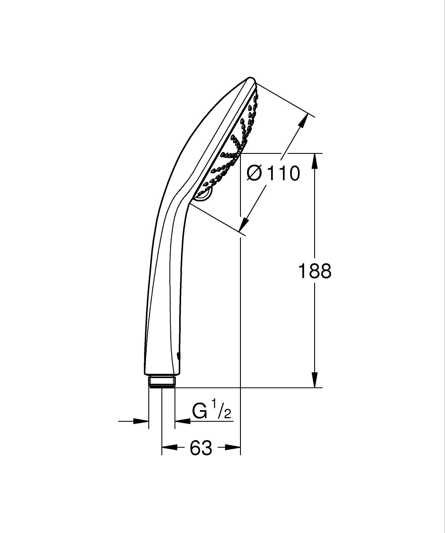 Grohe 27319000, Manopola Doccia a 2 Getti con Dimmer