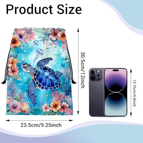 Image of Gymnastics Grip Bag Sea Turtle String Gym Athlete Bag Lightweight Small Pouch for Gym