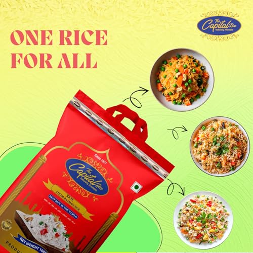 Image of The Capital XXXL Basmati Rice - 10Kg | Extra Long Grain Steam Rice | Naturally Aromatic, Fluffy & Non-Sticky | Ideal for Biryani, Pulao & Daily Meals