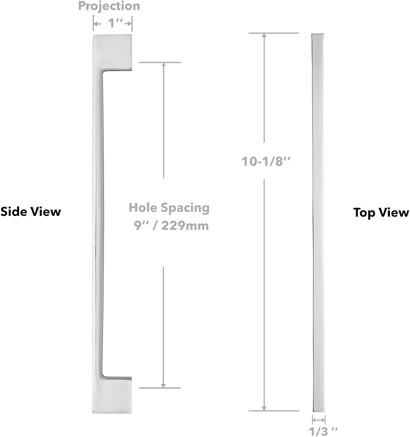 Polished Chrome Modern Cabinet Pulls with Mounting Hardware, 10 Pack