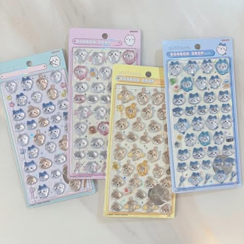 ぷくぷくシール 4枚セット 立体 ごほうびシール DIY用 キラキラな 女の子 デコシール 日記帳用 貼り付け可能 手芸用品 [並行輸入品]のサムネイル