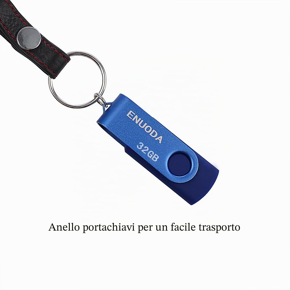 ENUODA Chiavetta USB 32GB 5 Pezzi Pennetta Girevole Pen Drive USB 2.0 Unità Memoria Flash per Archiviazione Dati con Luce LED (5 Multicolorato: Nero Blu Verde Viola Rosso)