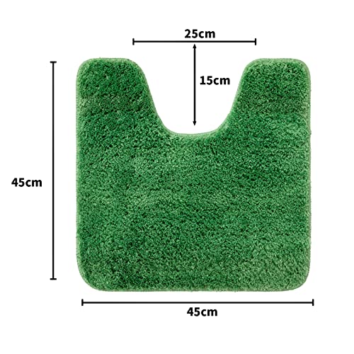 MIULEE Absorbent WC Toilet Rug Non Slip U Shape Bath Mat with High Hydroscopicity Rugs Super Soft Cozy and Shaggy Microfiber Rug Carpet for Bathroom 45x45 cm Grass Green - Image 3