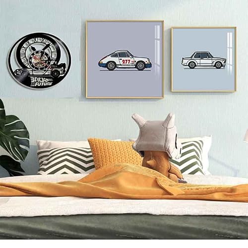 Smotly Horloge murale en vinyle, horloge murale à motif sur le thème de la voiture, 30 cm x 30 cm, noir, pour amoureux de la voiture, décoration d'intérieur. – vue 4