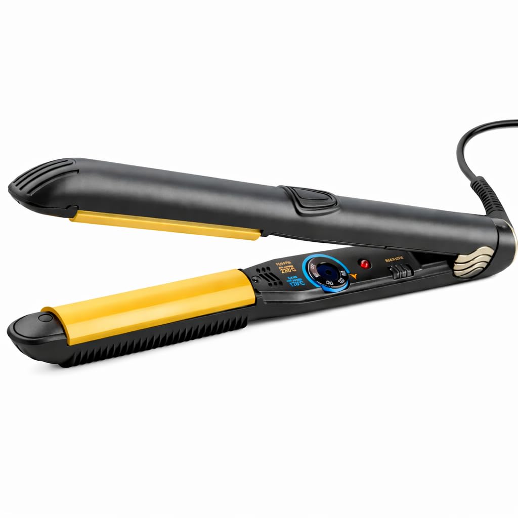 Gold Styler Volume Round Plancha de Pelo Profesional – Placas Curvadas de Cerámica – Temperatura Regulable 120 °C – 230 °C – Cable 360° – Alisa, Ondula y Da Volumen