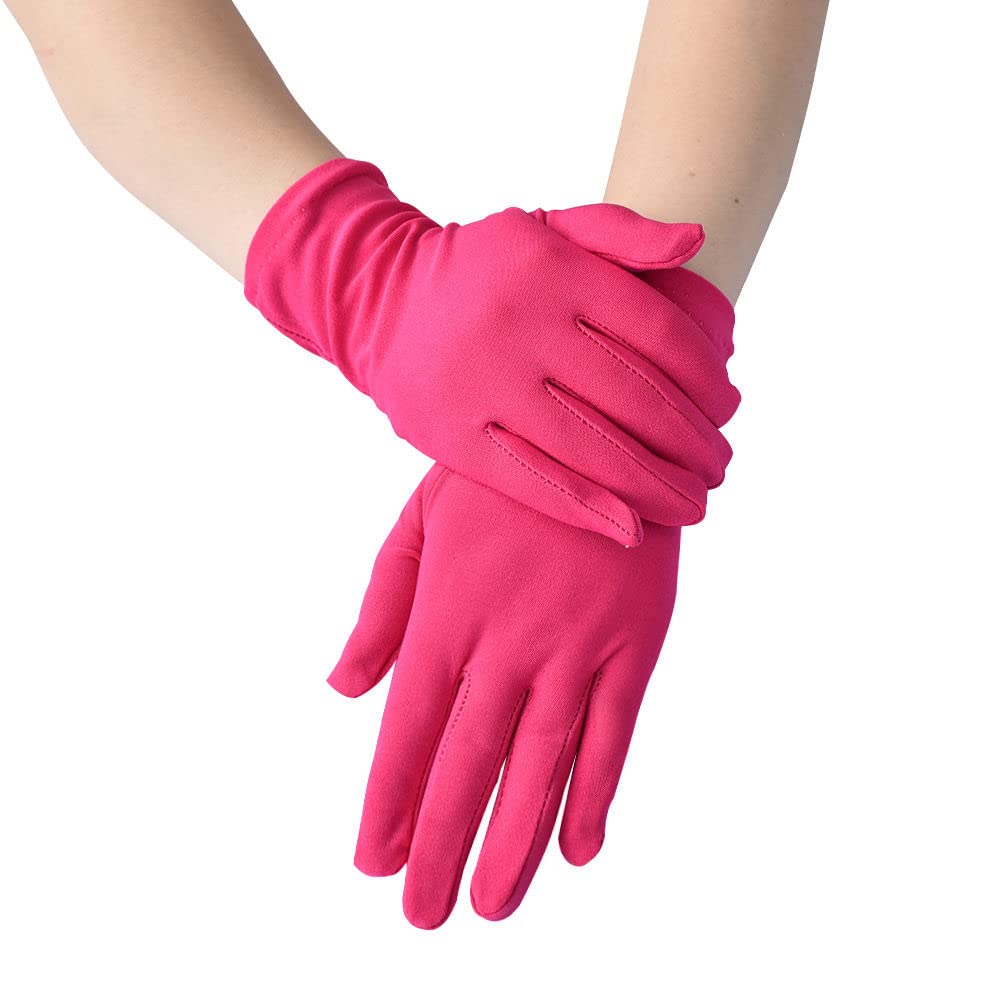 GIVBRO Working Gloves Uniform Gloves Opera Fancy Dress Accessories for Daily Work Service Tuxedo Jewelry Inspection Rose Red