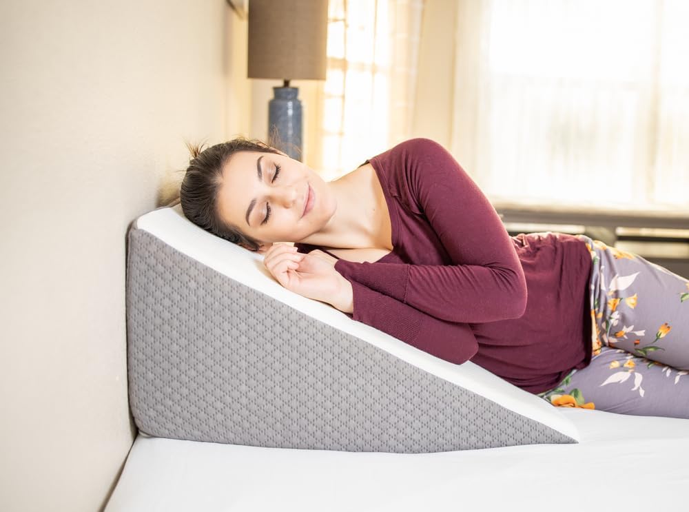 Luxurious 25x25x12 Memory Foam Bed Wedge Pillow with Jacquard Cover