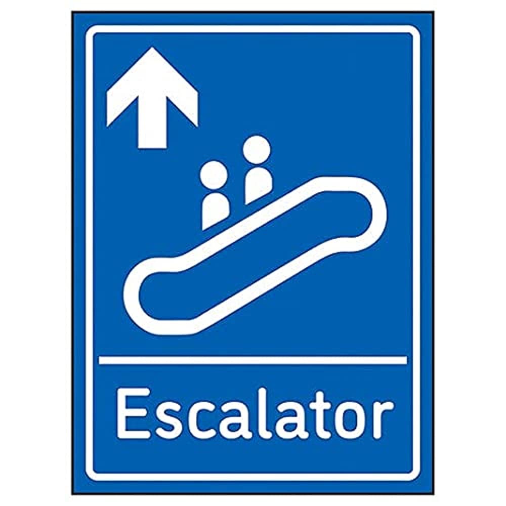 V Safety Escalator Arrow Up - 150mm x 200mm - Blue 1mm Rigid Plastic