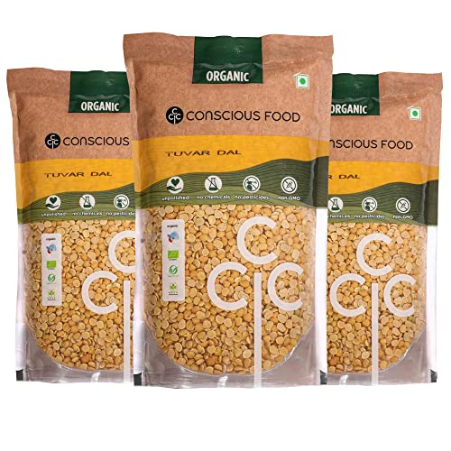 Image of Conscious Food Organic Pigeon Pea | Value Pack | Tuvar Dal - 1.5kg, Pack of 3 (500g x 3)