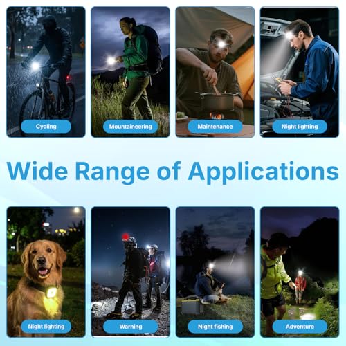 Paquete de 2 linternas con clip, versión mejorada, luces LED de clip, linterna frontal, pecho de correr nocturno recargable por USB, luz multiusos súper brillante para caminatas, corredores, perros - imagen 7