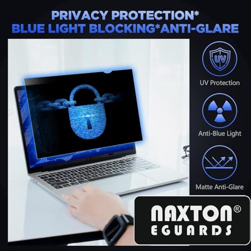 Image of NAXTON Privacy Screen Protector for 15.6 inch Laptops (16:9 Aspect Ratio) | Full Cover Fix Type Film - Anti Blue Light, Anti Glare, Bubble-Free Protection against Eye Strain & Scratches (Not Tempered Glass)
