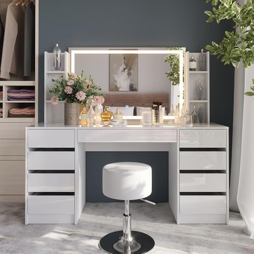 Vicco Schminktisch Sherry, Weiß/Weiß Hochglanz, 158.2 cm 5...