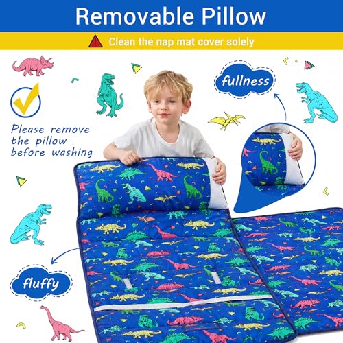 Image of Lasoftan Toddler Nap Mat with Pillow and Blanket, Extra Large Rolled Napping Mats,Slumber Bags for Boys Girls,Kids Sleeping Bag for Daycare, Preschool Travel Camping