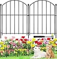 Decorative Garden Fence 17in (H) x10ft (L), Arched Rustproof Metal No Dig Fence for Dogs & Rabbit, Ornamental Animal Barrier for Flower Beds, Border Panels Fencing for Yard & Patio Outdoor Decor