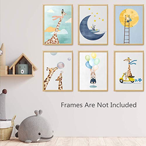 Yujohom Wall Art Decor Canvas Painting Animals Art Prints Posters Dream Big Girrafe Rabbit For Baby Kids Bedroom,Bathroom Wall Decor-Set Of 6 (8”X 10”Unframed) #TOP1