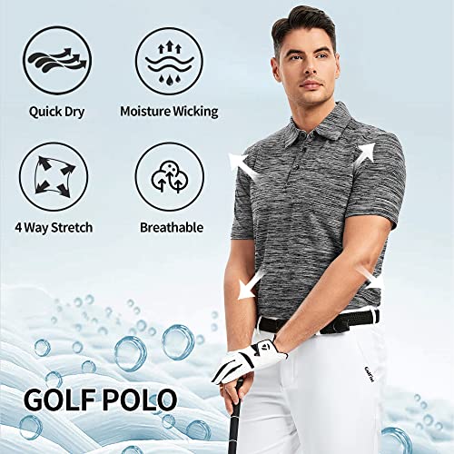Image of Damipow Premium Golf Shirts for Men Dry Fit Performance Polo Short Sleeve Collared Shirt