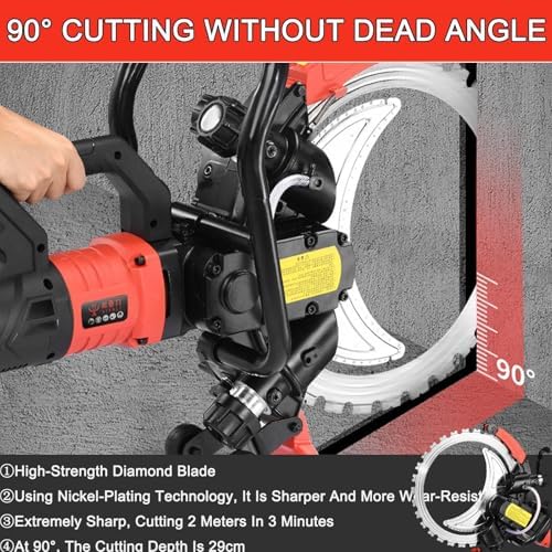16" Concrete Cutter Saw - 8980W Pure Copper Motor, 3000RPM, Smart Water Pump Dust Suppression, Cuts Granite & Stone, 2 Blades, 29cm Depth, 110V, Fast 2m Cuts in 3 Min