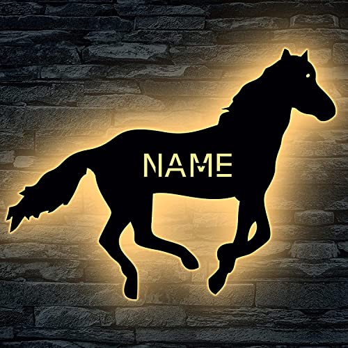 Rennpferd Tier LED ,Spielzeug Pferd personalisiert mit Wunsch Namen Lasergravur Schlummerlicht Nachtlicht für Kinderzimmer Geschenk - in 13 Farben Cover