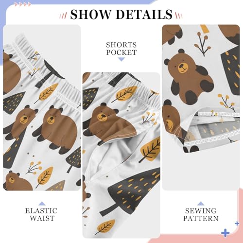 ALAZA Cute Bear Pine Trees Pajamas Bottoms with Pockets Comfy Pjs Sleepwear Elastic Waistband Pajamas Pants Lounge Pants for 6-14 Years4