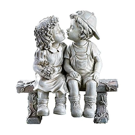 Collections Etc First Kiss, Puppy Love, Kissing Couple Garden Sculpture, 8 1/4" L x 4 3/4" W x 9" H