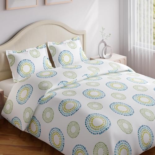 Image of Haus & Kinder King Size Bedsheet for Double Bed with 2 Pillow Covers 108 x 108 Inches | 144 TC Cotton Bedsheet for King Size Bed - Radiant Circle