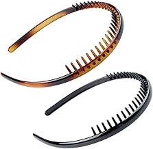 2 Pcs Black Brown Simple Fancy Plastic HairBands Wavy HairComb Headband Teeth Comb Shine Hairband HairAccessories For Girls and Women